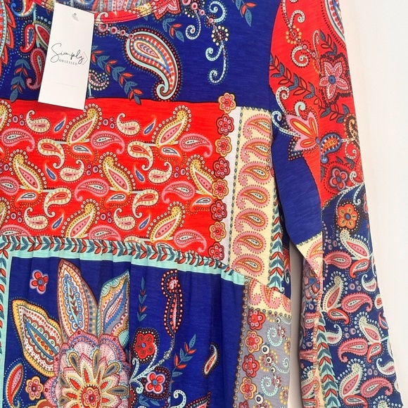 3/4 sleeve multicolor baby doll top with pattern block size M simply obsessed - Picture 5 of 12